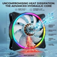 Ventilateur de châssis monochrome LED RGB 12 cm HC-HF-12025BK/WT, nouveau ventilateur silencieux en plastique pour PC, dissipateur thermique en cristal pour boîtier d'ordinateur