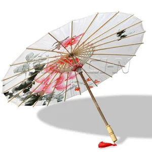 Sombrilla de bambú duradera hecha a mano para exteriores, Parasol personalizado con flores de papel chino para boda