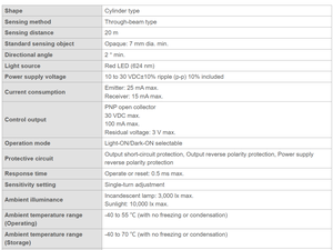 E3FA-TP21 cảm biến quang điện đầu ra PNP M12 nối khoảng cách cảm biến 20m - Product Image 3