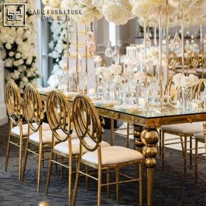 Chaise Chiavari de salle à manger en or électro-plaqué de style luxueux, de forme ovale élégante, pour événements, mariages et fêtes, vente en gros - Product Image 1