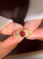 Bague RUBIS Rouge Sang Pigeon de Luxe Léger Bague Femme Exquise Or 18K Plein Diamant Bagues de Fiançailles de Mariage pour Cadeau de Petite Amie
