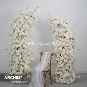 Arco de Boda DKB, Decoración para Ceremonia de Boda, Arco de Flores Artificiales de Seda Blanca, Rosas y Delphinium, Venta Caliente - Product Image 3