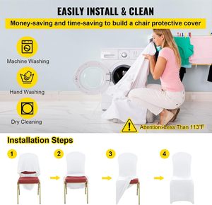 Housse de chaise de mariage populaire, économique, durable, réutilisable, lavable, confortable, en Spandex/Polyester, taille personnalisable, unie, teinte - Product Image 5