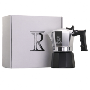COLBRO <span class=keywords><strong>Cafetera</strong></span> Moka Moderna de Aluminio Negra y Plateada de 2 Tazas y 75 ml para Estufa, <span class=keywords><strong>Cafetera</strong></span> Espresso para Adultos - Product Image 3