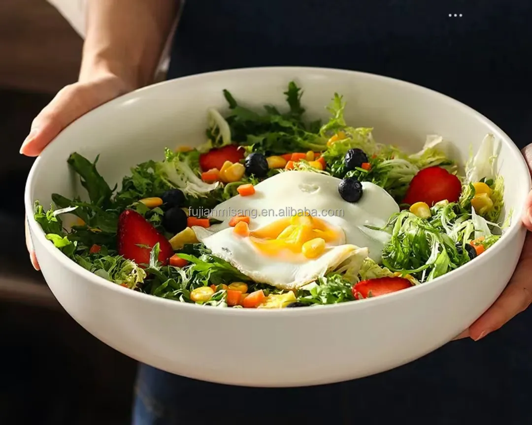 Amazon Hot Selling Large Melamine Salad Serving Bowl Fujian Unbreakable Round Bamboo Fiber Fruit Bowl salad bowl