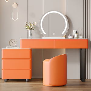 New Arrival Cream Style Solid Wood Extendable Makeup <strong>Dressing</strong> <strong>Table</strong> with Modern <strong>LED</strong> Lighted <strong>Mirror</strong> for Bedroom and School - Product Image 6
