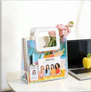 <b>Glittering</b> Holographic PVC Tote <b>Bag</b> Fashion Iridescent Handbag for Gift Shopping Daily Use Shiny Transparent PVC Carry <b>Bag</b> - Product Image 2