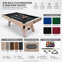 Table de billard en bois OEM 7ft 8ft en MDF et PVC pour salle de jeux intérieure, sous-sol, couleur personnalisée, avec accessoires, vente en gros