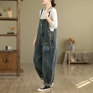 2025 mode Cargo pantalon mignon nouveau Real Shot Denim Patchwork décontracté coupe ample neuf points salopette pour les femmes - Product Image 3