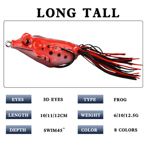 Señuelo de pesca artificial suave para rana, cebo de superficie para lubina, verde, negro, amarillo, rojo, naranja, 6 colores XY-552 - Product Image 5