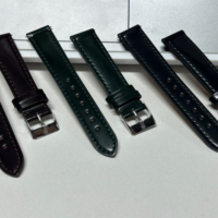 Bracelets de montre en cuir Cordovan Horween de luxe, couleurs mélangées, faits à la main, boucle à ardillon, cousus à la machine, vert marine, 2,5 mm
