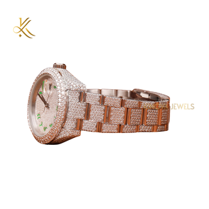 Montre en diamant Moissanite bicolore avec combinaison élégante d'or et d'acier pour un usage quotidien avec une esthétique et une brillance élégantes - Product Image 2