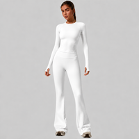 Ensembles de vêtements de sport pour femmes L-0323+0313, ensembles à manches longues et évasés, ensembles de yoga respirants, ensembles de pilates sans couture, ensembles de fitness pour la salle de sport, vêtements de sport