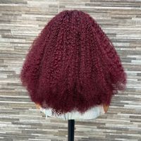 Perruque en cheveux humains premium Afro Kinky Curly avec closure en dentelle 5x5, 20 pouces, boucles serrées, texture naturelle crépue, multicolore