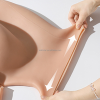 Culotte gainante taille haute en silicone avec rembourrage de 0,7 cm pour l'amélioration des fesses et des hanches, culotte push-up pour fesses artificielles, boxers à entrejambe ouvert