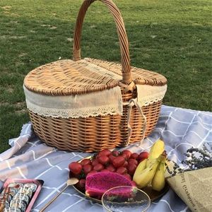 Panier de pique-nique design de maison moderne canne ronde souple doublure en osier <span class=keywords><strong>japonais</strong></span> paniers prêts à l'emploi en forme de fraise - Product Image 5