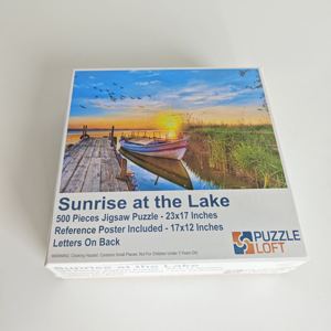 Gran oferta, rompecabezas personalizado de papel a todo Color, tablero blanco delicado, rompecabezas para adultos, amanecer en el <span class=keywords><strong>lago</strong></span>, rompecabezas de 1000 piezas, 23*17 pulgadas - Product Image 3