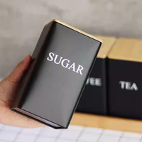 Ensemble de boîtes à café, thé, sucre et céréales en métal de style américain avec couvercle en bambou, contenants de stockage alimentaire pour produits secs, cadeau d'affaires