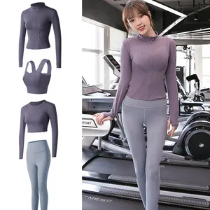 2023 Hoogwaardige Naadloze Sportkleding Tops Dragen 4-delige Set Dames Yoga Gym Set Vrouwen Workout Jack Broek T-Shirt Sets