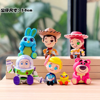7PCS Figur Kartun Duduk Blind Box Toys Storyed Buzz Jessie Boneka Kelinci Lucu Hiasan Meja Koleksi Set Hadiah
