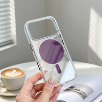 JOYPORODO B563 Coque arrière transparente en PC en gros pour iPhone 17 18 Pro 17 18 Pro Max avec aimants 2400Gs, ajustement mince