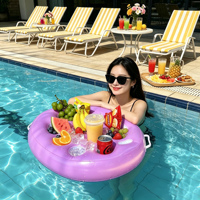 Plateau flottant gonflable en PVC durable et pliable pour boissons rafraîchissantes – Multifonctionnel pour fêtes aquatiques estivales, plage, vin et bière