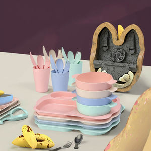 Juego de cubiertos de plástico irrompible para niños/niños pequeños platos divididos juego de <span class=keywords><strong>vajilla</strong></span> apto para <span class=keywords><strong>microondas</strong></span>/lavavajillas - Product Image 3