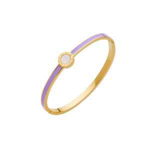 2025 New Luxury Handmade 18K Gold Plated Stainless Steel <b>Bracelet</b> Color Enamel <b>Shell</b> Inlay Fashion Cuff Bangle - Product Image 6