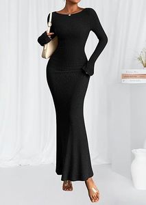 Abito Lungo <span class=keywords><strong>Aderente</strong></span> da Donna Autunno 2025 con Logo Stampabile, Collo <span class=keywords><strong>a</strong></span> O, in Maglia <span class=keywords><strong>a</strong></span> Coste, Formale ed Ecologico - Product Image 6