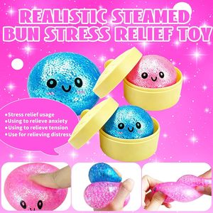 Glitter Dumpling <b>Squishy</b>, 2026 Upgrade Dumling Mystery Box, Colorful Dumplings Stress Balls Fidget Squeeze Toy for Birthday Gift - Product Image 4