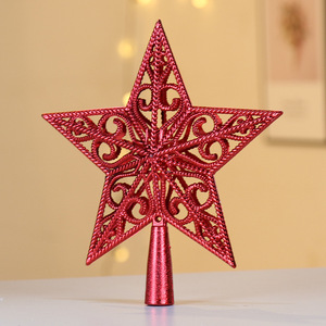 Décoration de sommet d'arbre de Noël, étoile stéréo, étoile creuse à cinq branches, décorations d'arbre de Noël pour les arbres de Noël - Product Image 1