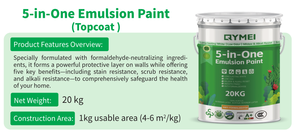 Pintura de Emulsión QYM 5 en 1, 20 kg, 100% Acrílica, Pintura de Látex para Interiores, Bajo Olor, Anti-Formaldehído, Resistente al Moho y a los Álcalis, para Construcción - Product Image 3