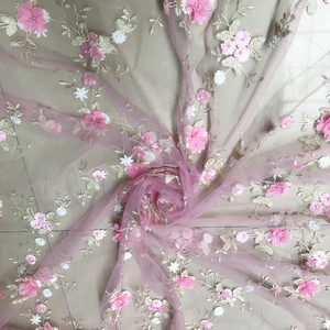 DELACE - Tela de Encaje Nupcial con Flores 3D Coloridas y Bordado de Malla <span class=keywords><strong>para</strong></span> Vestido de Novia - Product Image 3