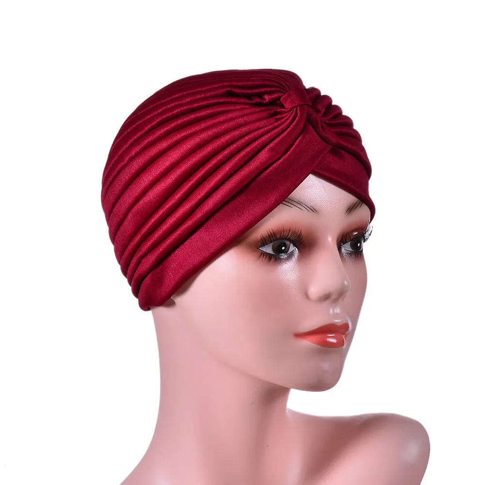 Moda kadın streç türban golf sopası kılıfı Twisted pileli Headwrap