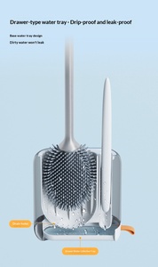 Ensemble de brosse de toilette murale à poils doux avec tige dorée, brosse en caoutchouc souple pour salle de bain, tête de brosse en caoutchouc souple pour usage domestique - Product Image 4