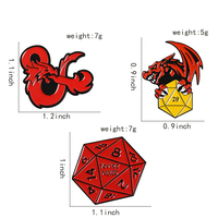 Broche personnalisée en émail avec dés d'animation mignons, thème jeu de rôle Dungeons and Dragons, épingles en émail dragon sur mesure