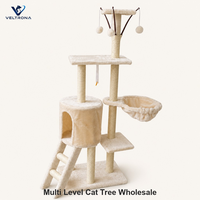 Arbre à chat multi-niveaux avec condo cylindrique et paniers, poteaux en sisal, tour à chat en peluche pour chats d'intérieur et chatons