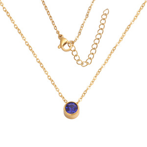 Collar con colgante <span class=keywords><strong>de</strong></span> circón con piedra natal <span class=keywords><strong>de</strong></span> 12 meses, collar <span class=keywords><strong>de</strong></span> acero inoxidable chapado en oro <span class=keywords><strong>de</strong></span> 18 quilates, joyería para mujer, regalos - Product Image 2