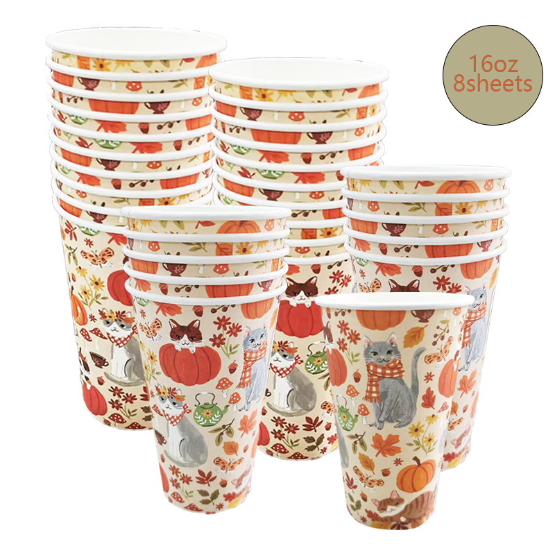 Thanksgiving Hot Drink Container Wholesale Custom Coffee Tea Paper Cups Thickened Disposable Paper Cups for Commercial Home Use