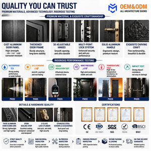 Porta d'Ingresso Moderna Personalizzata per Villa, Grande Porta Principale di Lusso in Alluminio a <span class=keywords><strong>Doppia</strong></span> <span class=keywords><strong>Anta</strong></span>, Antincendio e Antifurto - Product Image 5