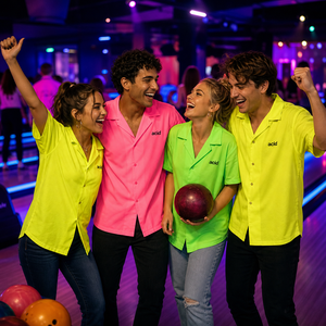 Polo de bowling personnalisé en néon acidulé, color block, streetwear de club et de fête, coupe oversize à épaules tombantes, logo personnalisé brodé, OEM - Product Image 2