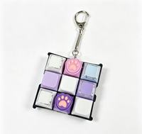 Porte-clés anti-stress en silicone souple, motif chat et fruits de dessin animé, avec fonction push-pop et clicker, petit pendentif cube