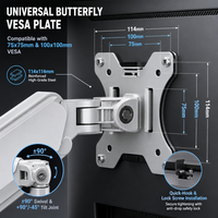 Support de bureau à double bras pour moniteur avec vérin à gaz, colonne centrale de 410 mm, support entièrement articulé pour deux écrans de 13 à 32 pouces DM09-04