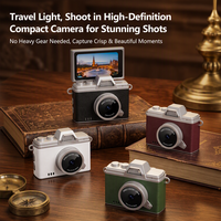 Kamera Digital Mini Retro Layar Lipat Kamera Aksi Saku untuk Anak-anak 1080P LCD Lipat dengan Senter Terintegrasi