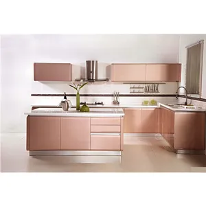 Baru Lemari Dapur Desain Stainless Steel Dapur Modern Lemari Menangani Harga Terbaik