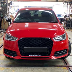 Accessoires de voiture pour <span class=keywords><strong>Audi</strong></span> <span class=keywords><strong>A1</strong></span> 2015-2018, calandre avant en matériau ABS nid d'abeille, mise à niveau au style RS1 - Product Image 2