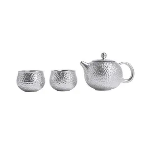 999 Sterling Silver Set Quick Cup One Pot Dois Copos Japonês Kung Fu Tea Set Office Home Portable Travel Tea Set