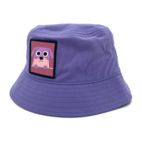 Sombrero de pescador con parche tejido personalizado, sombrero de pescador de ala ancha de algodón para senderismo al aire libre, etiqueta de marca, logotipo personalizado, sombreros de cubo morados para niños y adultos