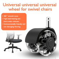 Roulette de chaise de bureau de 2 pouces Roulette de meuble noire rotative à 360 degrés avec tige plongeuse pour le bureau