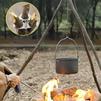 Plaque de fixation OEM personnalisée en acier inoxydable de 1,9 mm pour trépied de camping avec chaîne et crochet pour suspendre des casseroles, cuisson en extérieur, bushcraft
